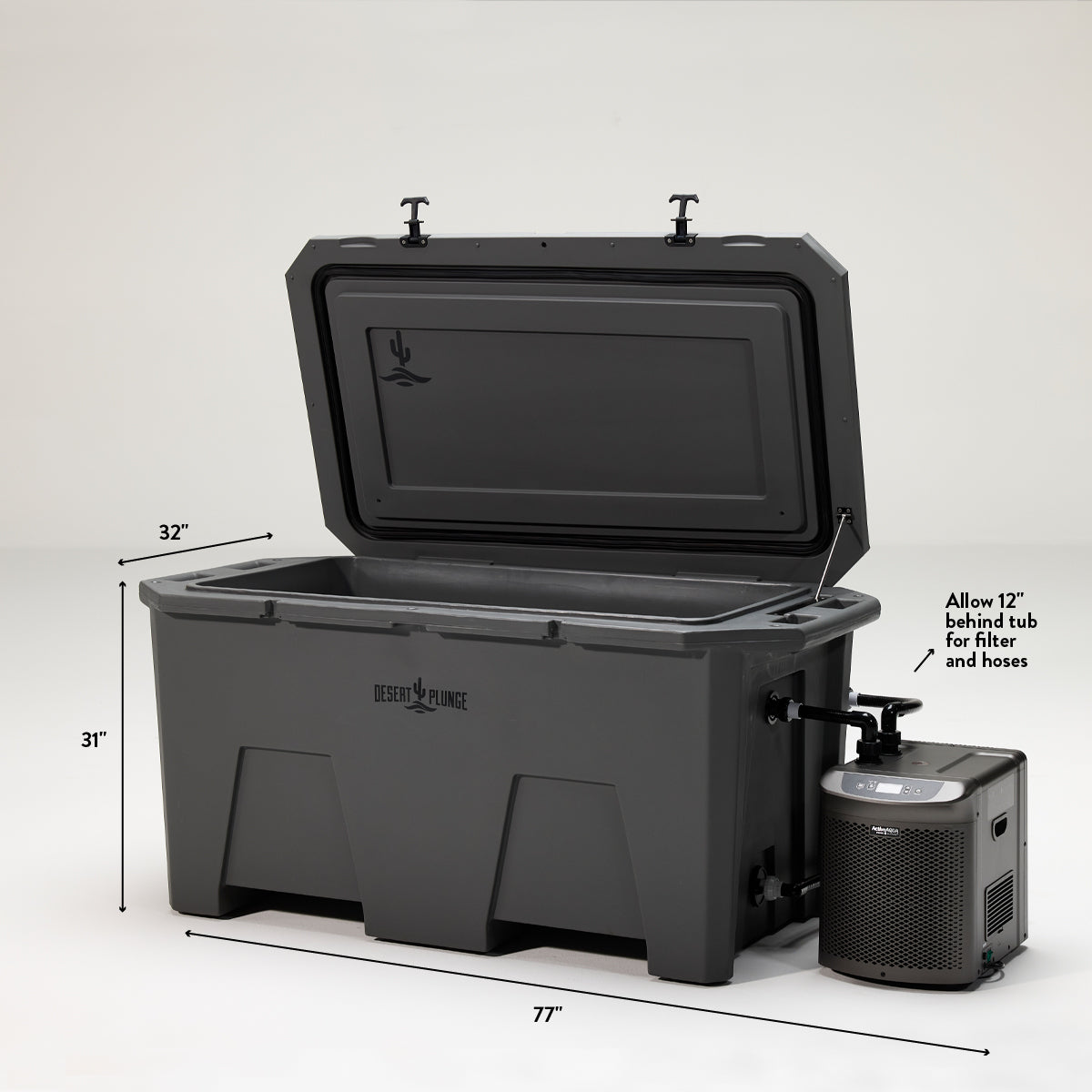 The Desert Plunge Exclusive Cold Plunge Tub - 1/4 horsepower - Stealth Gray