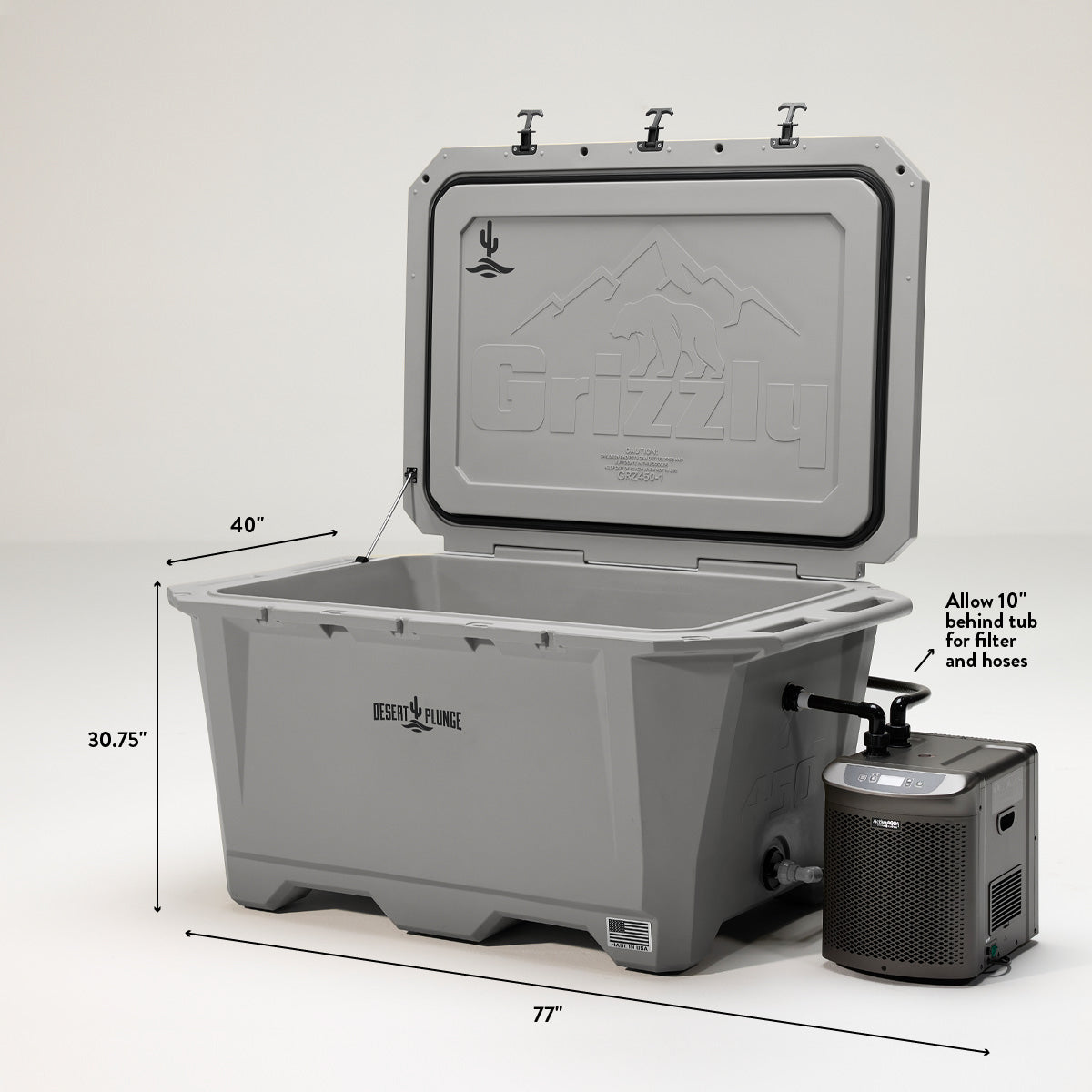 The Wide Grizzly 450 Cold Plunge Tub - 1/4 Horsepower - Gray