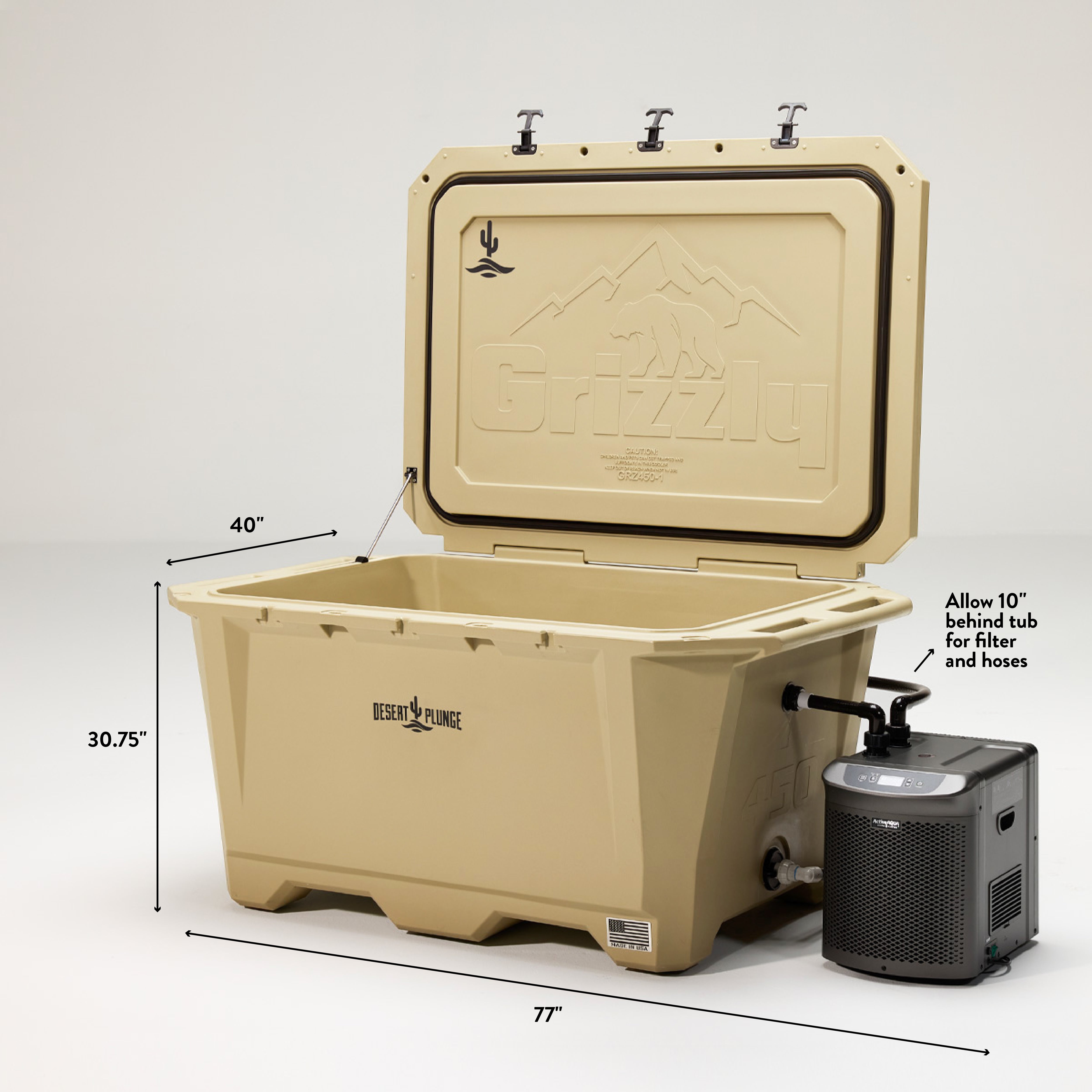 The Wide Grizzly 450 Cold Plunge Tub - 1/4 Horsepower - Tan